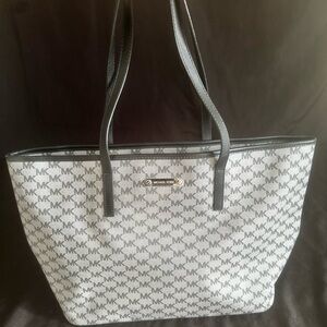 Michael Kors Grey and Black MK Logo Tote
